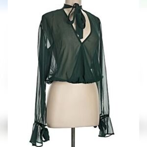 $200 HOLDING HOH 1960 x Revolve Vintage Styled Green Sheer Blouse